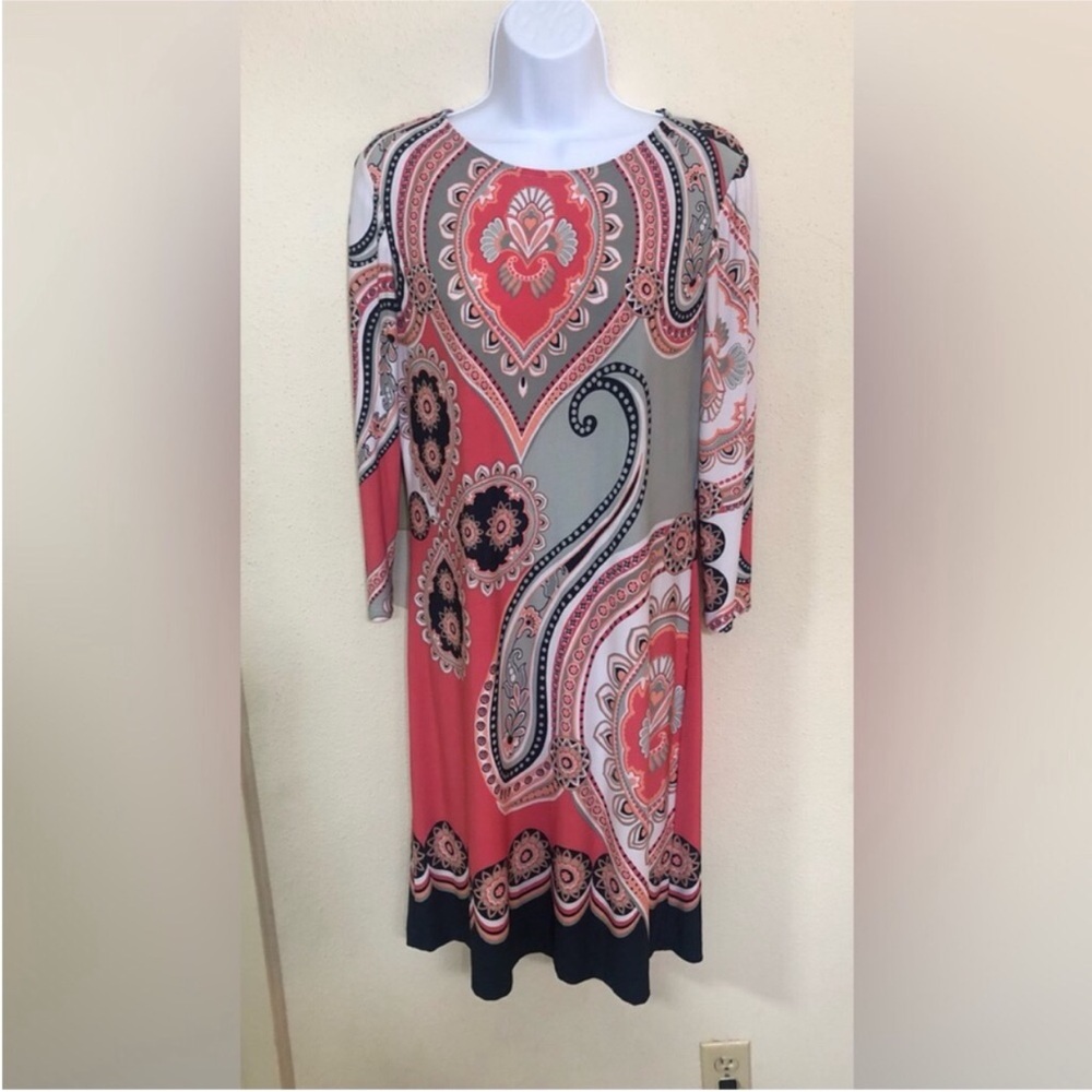 I.N.C International Concepts Women’s Midi Dress Size 8 Paisley 3/4 Sleeve Church